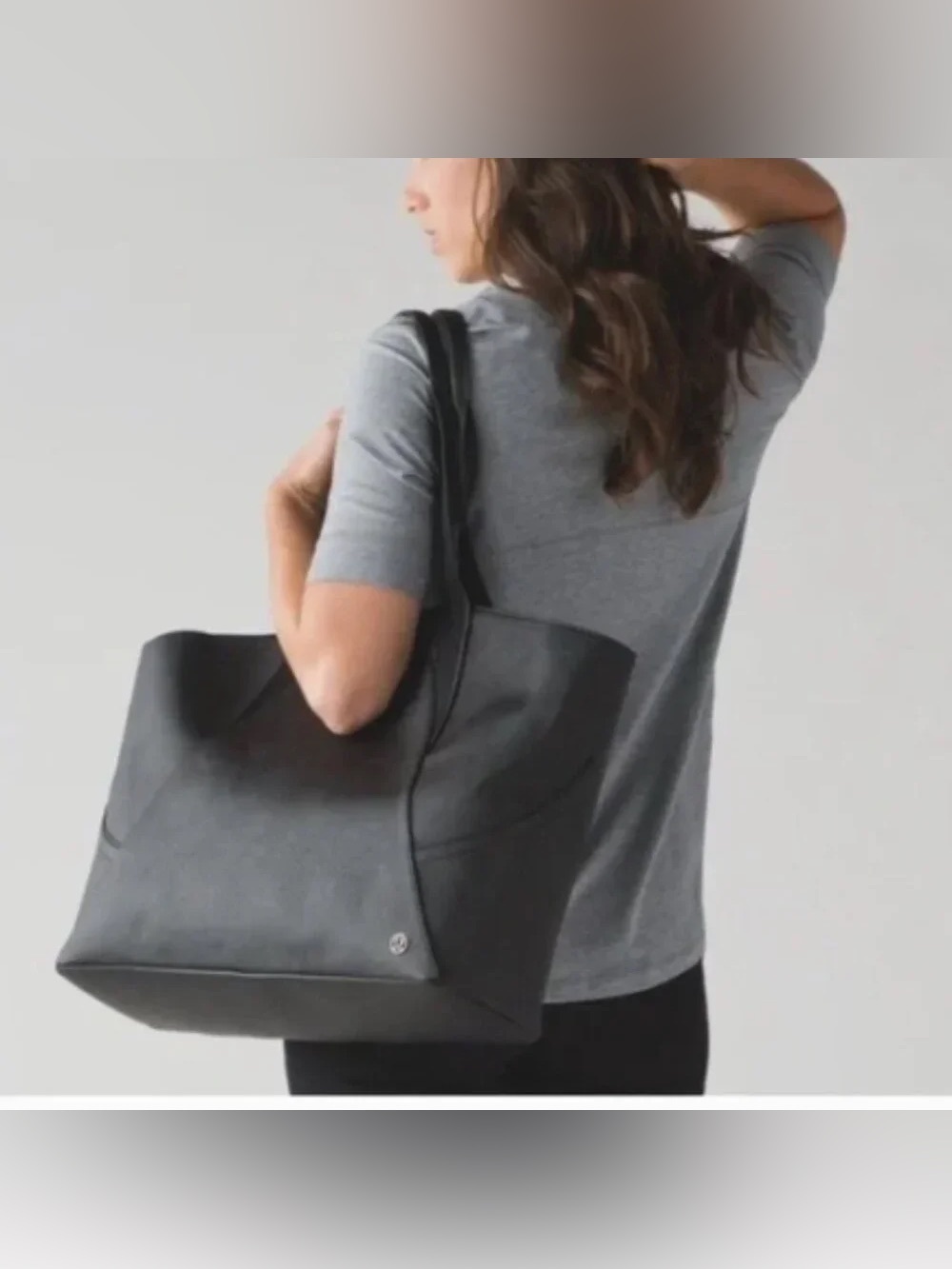 Lululemon All Day Go Black Leather Tote Bag